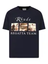 Rhude Classic Black T-shirt With Crew Neckline And Timeless Appeal In Blue