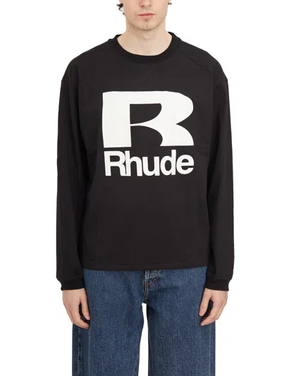 Rhude T-shirt M/l Petrol In Black