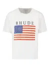 Rhude Graphic Print Crew Neck Short Sleeve T-shirt In White
