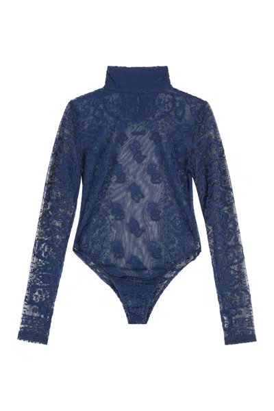 Rhude Tulle Bodysuit In Blue