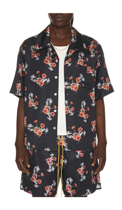 Rhude Turbo Floral Button-up Shirt In Blue