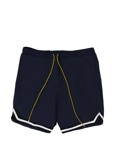 Rhude Twill Striped-trim Mini Shorts In Blue