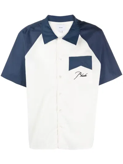 Rhude Two-tone Cotton Shirt In White