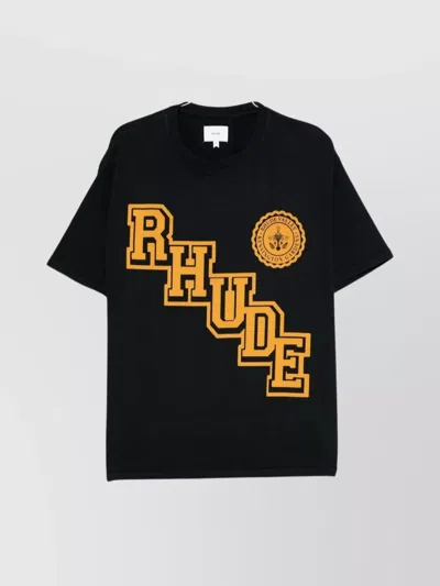 Rhude University Crest Graphic Print T-shirt In Black