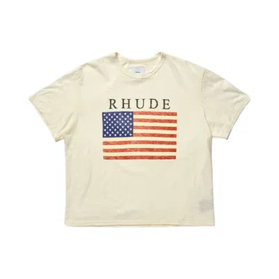 Pre-owned Rhude Usa Flag Slub Tee 'white' | Men's Size Xxl