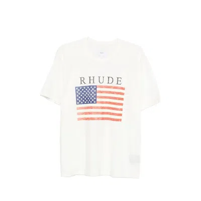 Rhude Usa Flag T-shirt In White