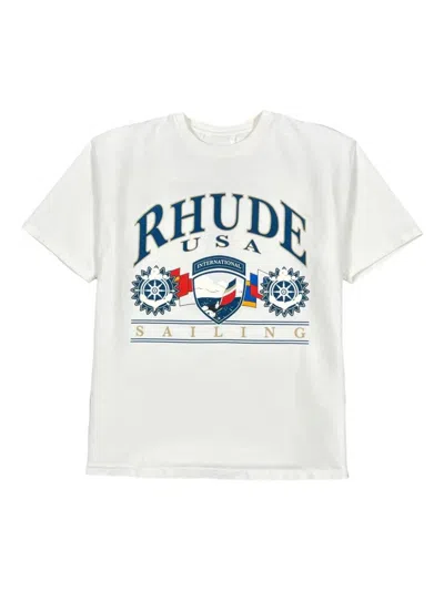 Rhude Usa Sailing Icon Tee In White