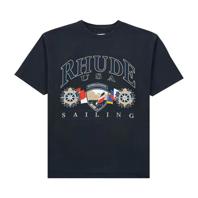 Pre-owned Rhude Usa Sailing Icon Tee 'vintage Black/white' | Men's Size Xs