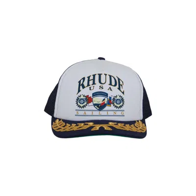 Pre-owned Rhude Usa Sailing Icon Trucker Hat 'navy/white' | Blue | Men's Size Onesize