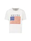 Rhude Graphic Print Crew Neck Short Sleeve T-shirt In White
