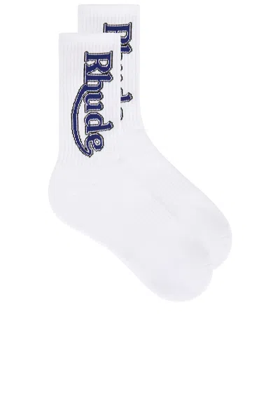 Rhude Vertical Race Track Sock In White