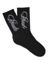 Rhude Logo-intarsia Cotton-blend Socks In 黑色