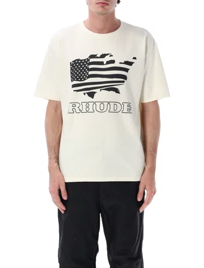 Rhude Vintage Cotton T-shirt For Men In Vintage White