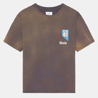 Pre-owned Rhude Vintage Grey Cotton Off Road Print Crew Neck Raceway T-shirt M