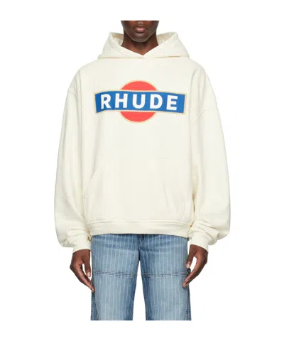 Rhude Vintage Racer Hooded Hoodie In White
