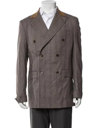 Pre-owned Rhude Virgin Wool Plaid Print Blazer In Brown