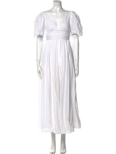 Pre-owned Rhude V-neck Long Dress In White