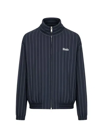 Rhude Volume Pinstripe Track Jacket In Blue