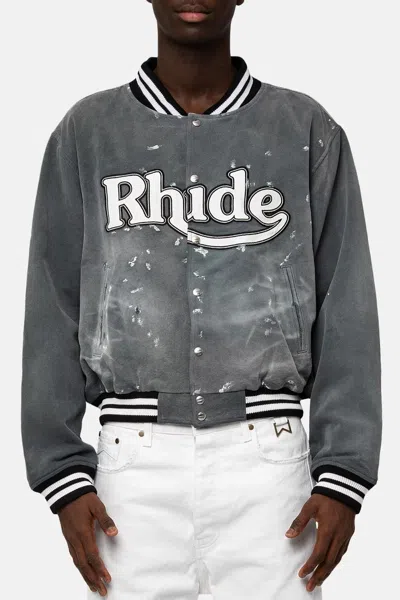 Rhude Inferno Washed Canvas Varsity Jacket In Multi