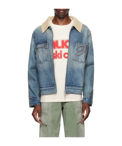 Rhude Western Denim Coat In Gray