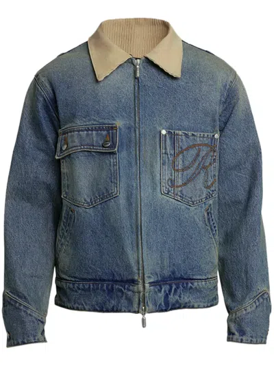 Rhude Western-style Zip-up Denim Jacket In Blue