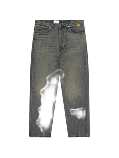 Rhude Whiskered Straight-leg Jeans In Gray
