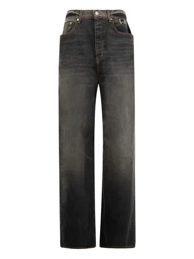 Rhude Whiskering-effect Jeans In Gray