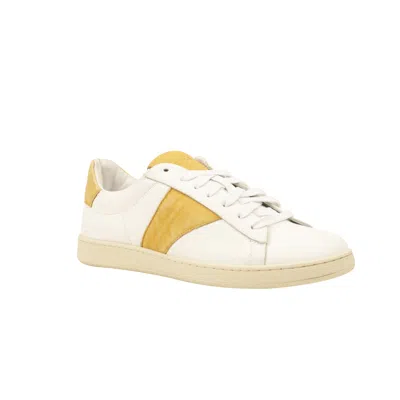 Rhude White And Mustard Leather Court Sneakers
