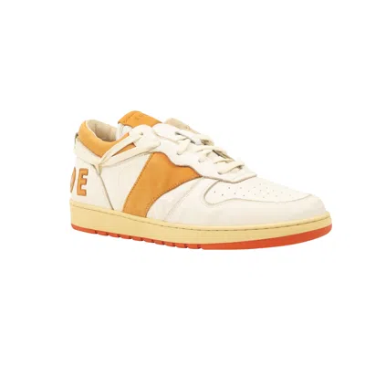 Rhude White And Orange Leather Rhecess Low Sneakers In Multi