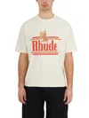 RHUDE WHITE COTTON T-SHIRT FOR MEN