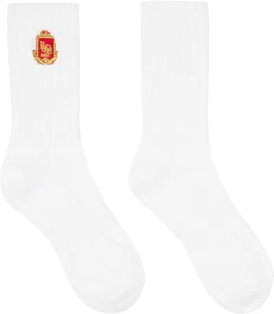 Rhude White Embroidered Chevron Crest Socks