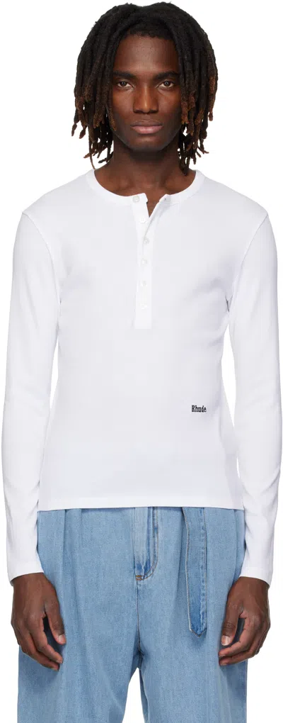 Rhude White Logo Ls Henry Shirt