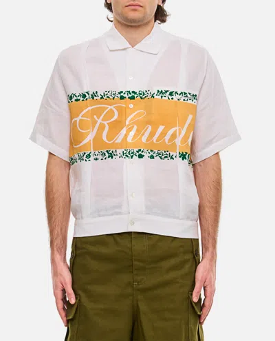RHUDE WHITE LOGO PRINT T-SHIRT