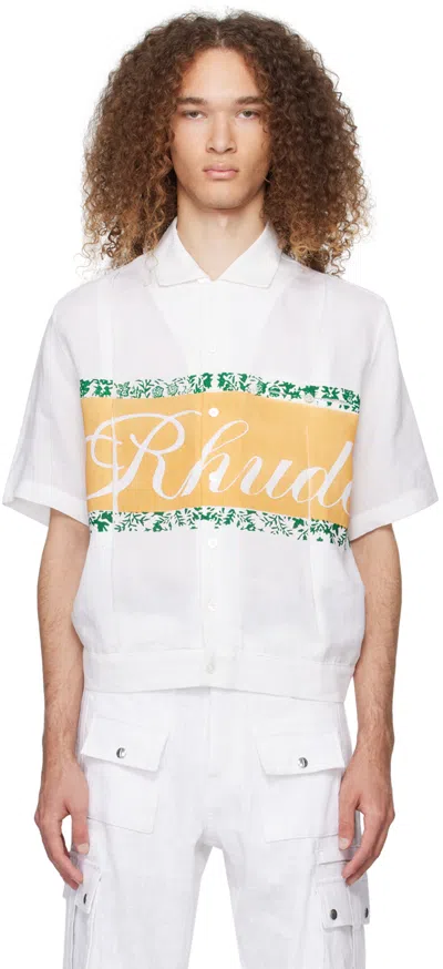 Rhude Linen Cuban Shirt In White