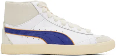 Rhude White Puma Edition Clyde Sneakers In Puma White-royal Sap