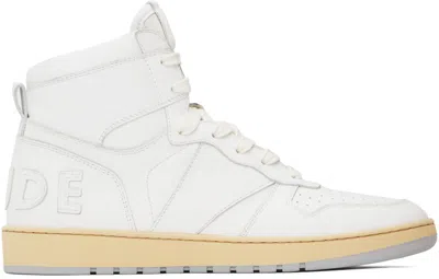Rhude White Rhecess Hi Sneakers In White/white