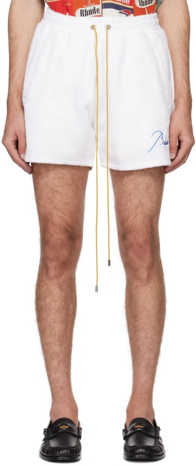 Rhude Mini Towel Shorts For Men In White