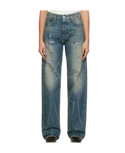 Rhude Wide-leg Vintage Denim Pants In Green