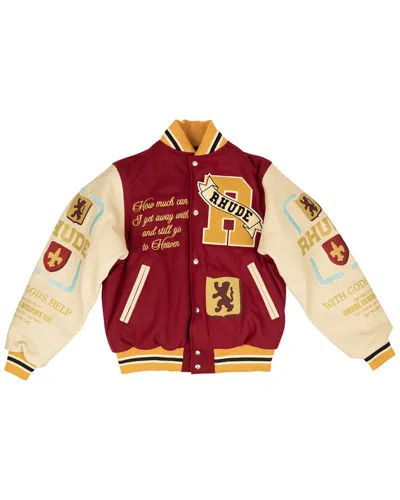 Rhude Le Valley Varsity Jacket In Red