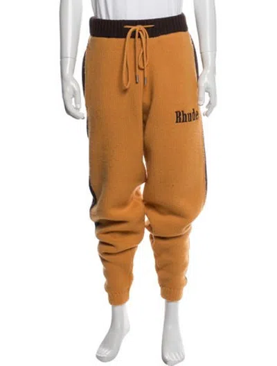 Pre-owned Rhude Wool Graphic Print Lounge Bottoms In Orange