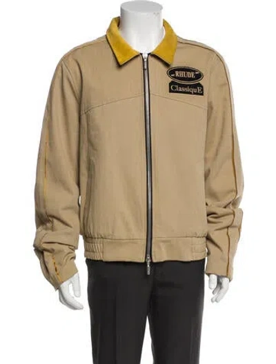Pre-owned Rhude Wool Graphic Print Moto Jacket In Neutral