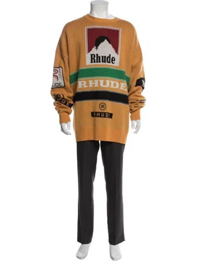Pre-owned Rhude Wool Graphic Print Pullover In Burgundy