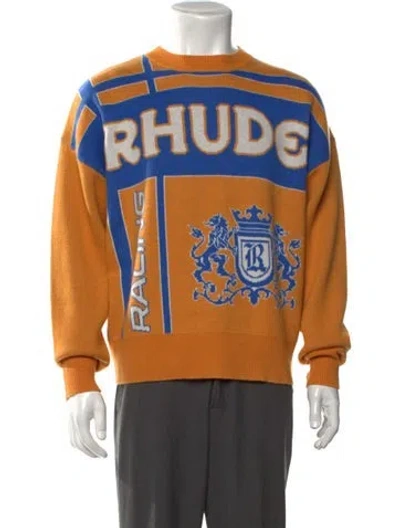 Pre-owned Rhude Wool Graphic Print Pullover W/ Tags In Orange