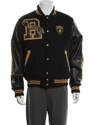 Pre-owned Rhude Wool Graphic Print Varsity Jacket W/ Tags In Green