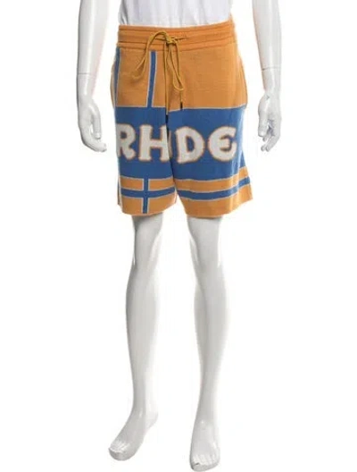 Pre-owned Rhude Wool Jogger Shorts W/ Tags In Blue/orange