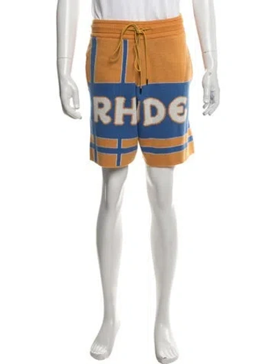 Pre-owned Rhude Wool Jogger Shorts W/ Tags In Blue/orange
