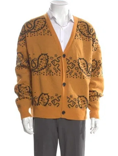 Pre-owned Rhude Wool Paisley Print Cardigan In Yellow