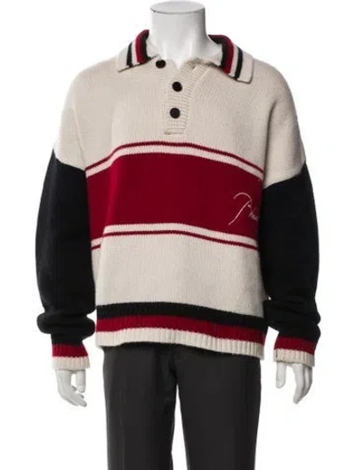 Pre-owned Rhude Wool Striped Polo Sweater In Red