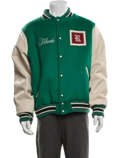 Pre-owned Rhude Wool Varsity Jacket In Green