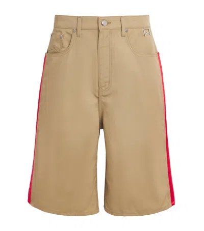 Rhude X Harrods Cotton Wide-leg Shorts In Beige